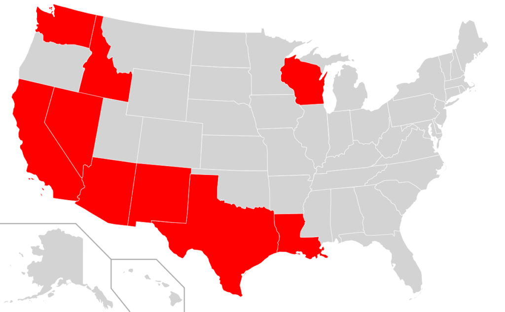 community property states map